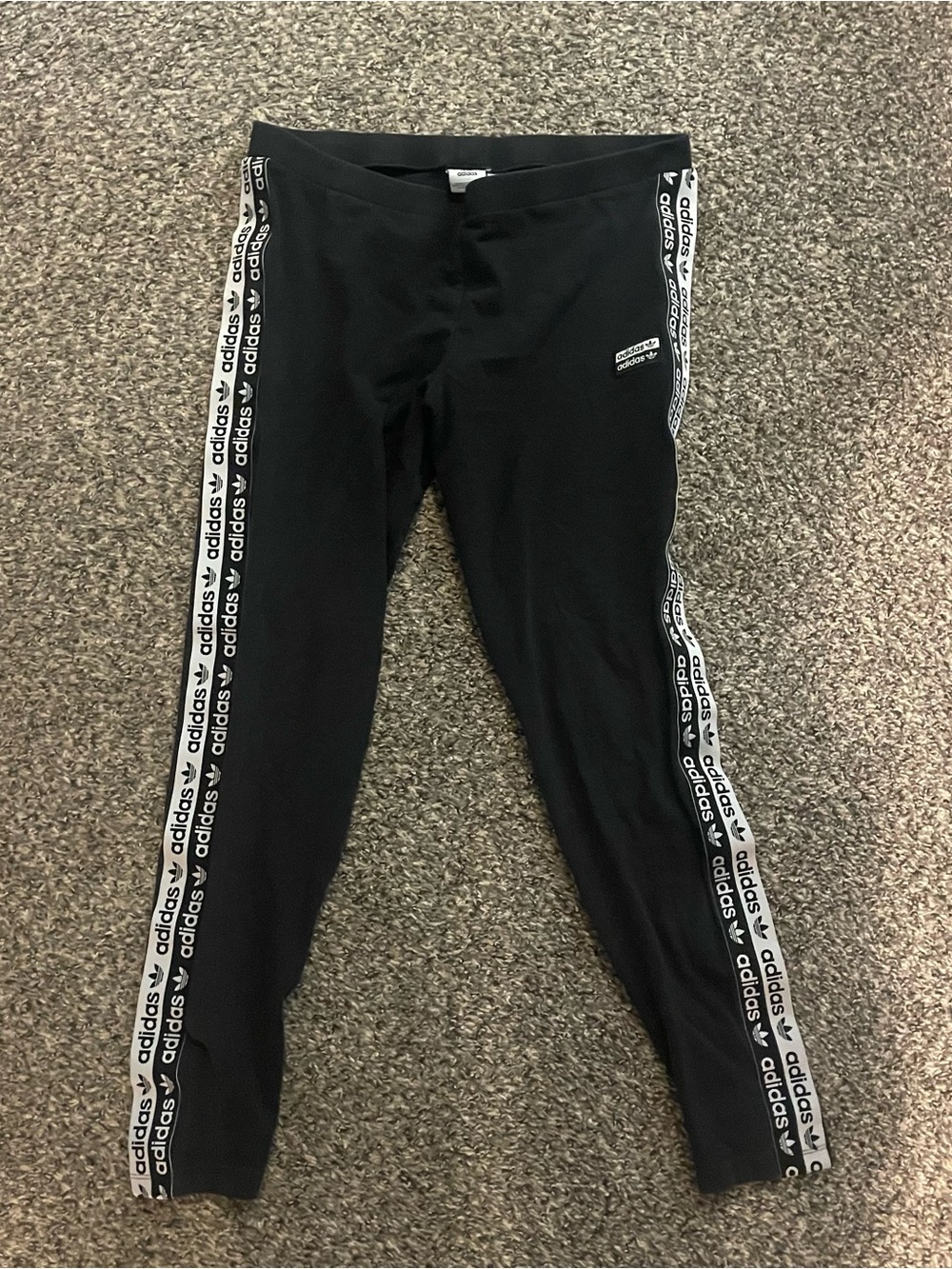 Adidas Black Logo-Trim Leggings